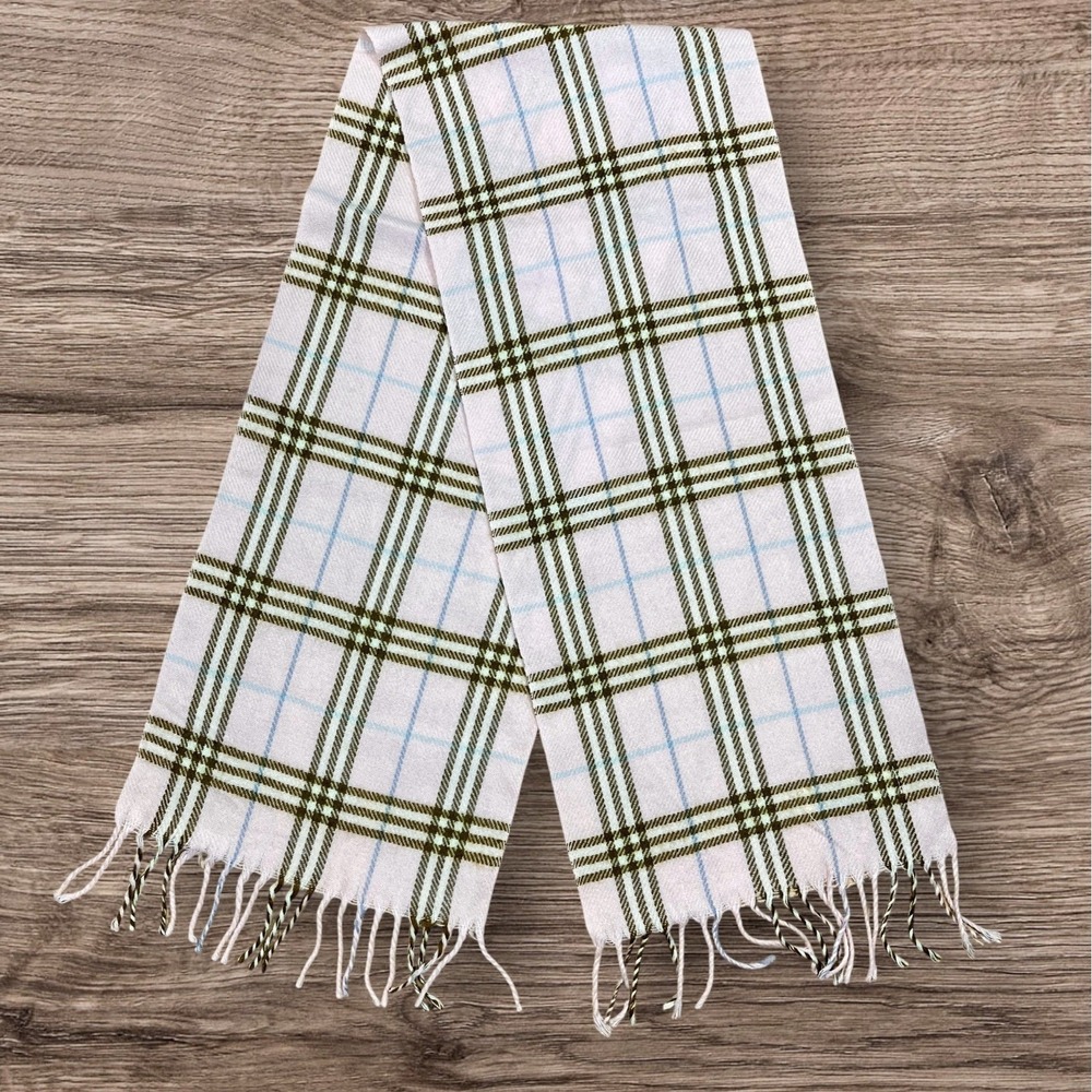 Royal Rossi‎ 100% Mongolian Cashmere Rectangular Scarf Pink Plaid Fringe 58"x12"
